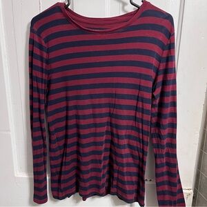 ⚡️ Merona Burgundy and Navy Striped Long Sleeve Top